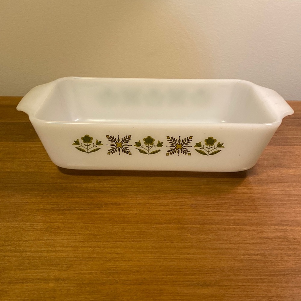 Fire King meadow green dish